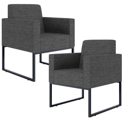 Kit 02 Poltronas Decorativas Helô L02 Cinza Escuro Lyam Decor