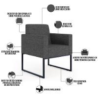 Kit 02 Poltronas Helô L02 Linho Cinza Escuro - 8