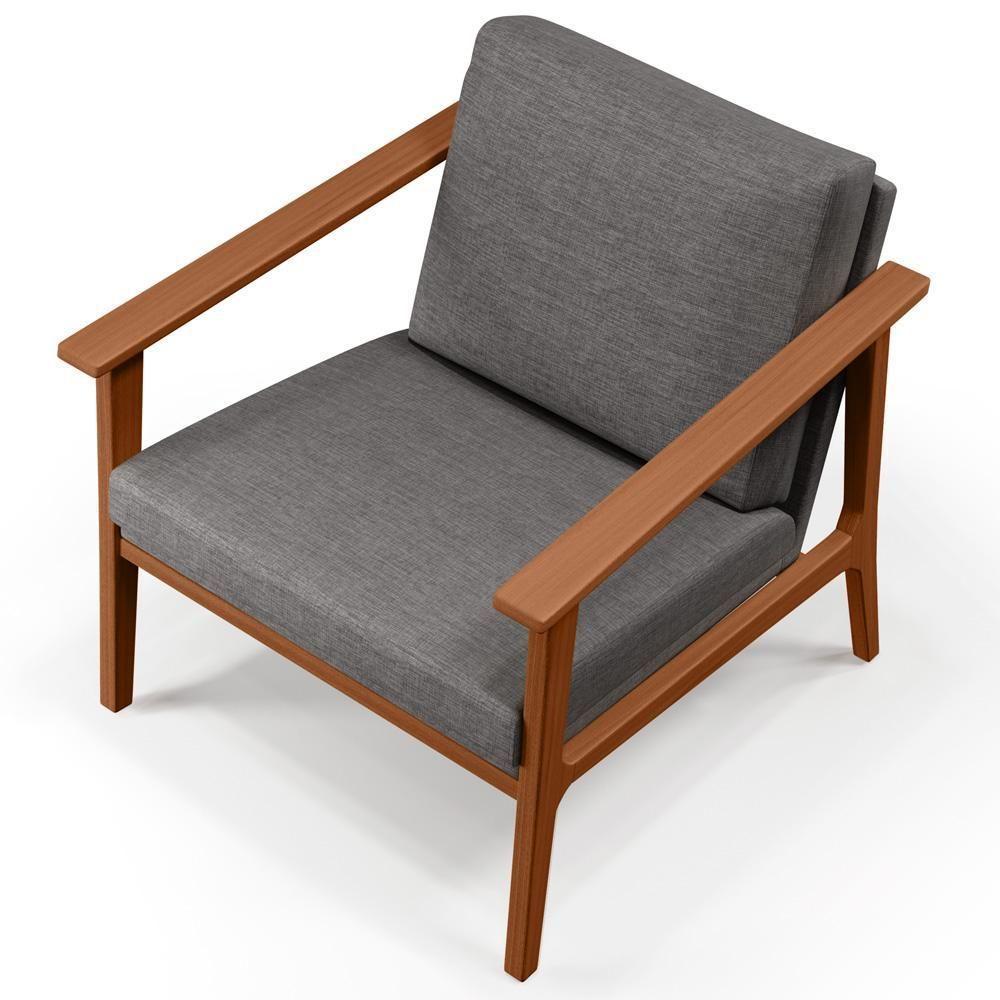 Kit 02 Poltronas Para Petra B04 Linho Cinza Escuro - 3