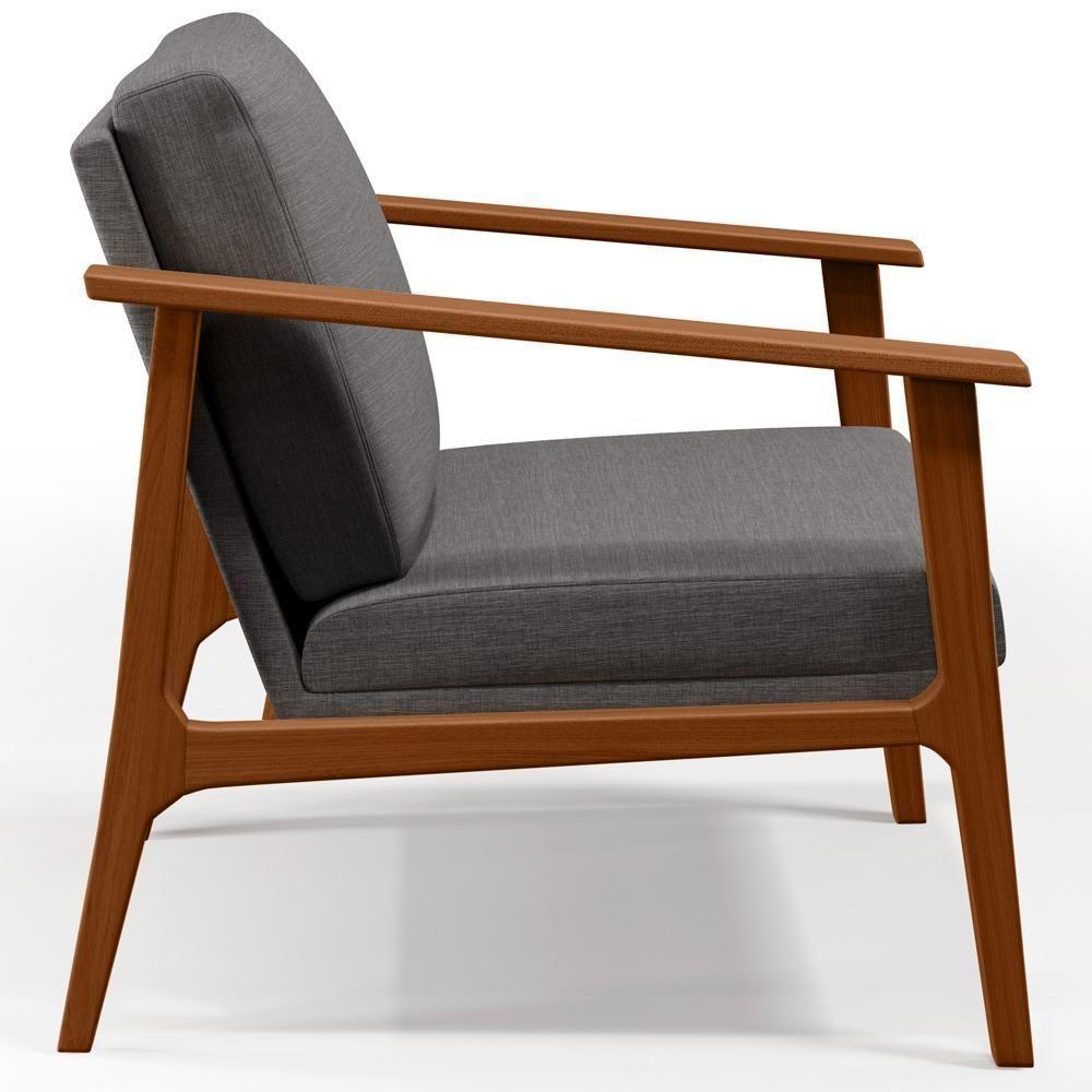 Kit 02 Poltronas Para Petra B04 Linho Cinza Escuro - 5