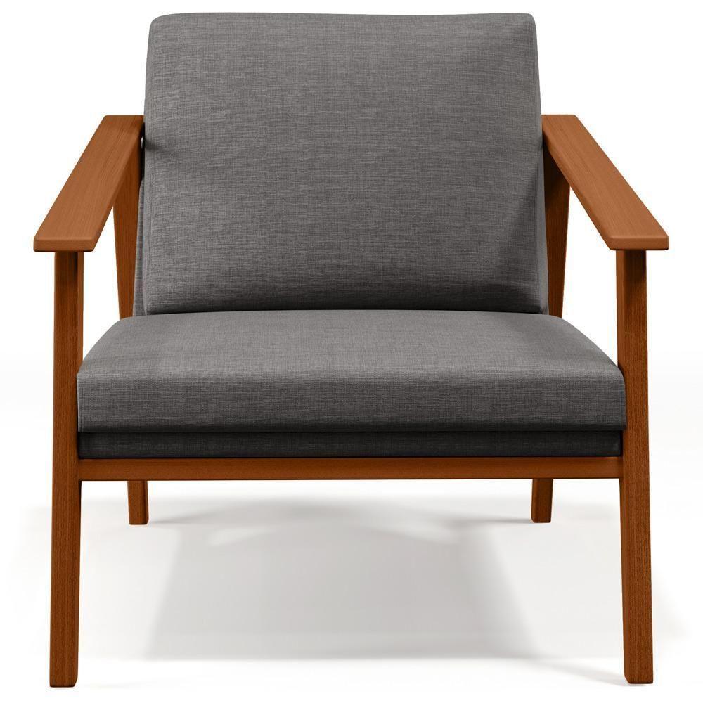 Kit 02 Poltronas Para Petra B04 Linho Cinza Escuro - 6