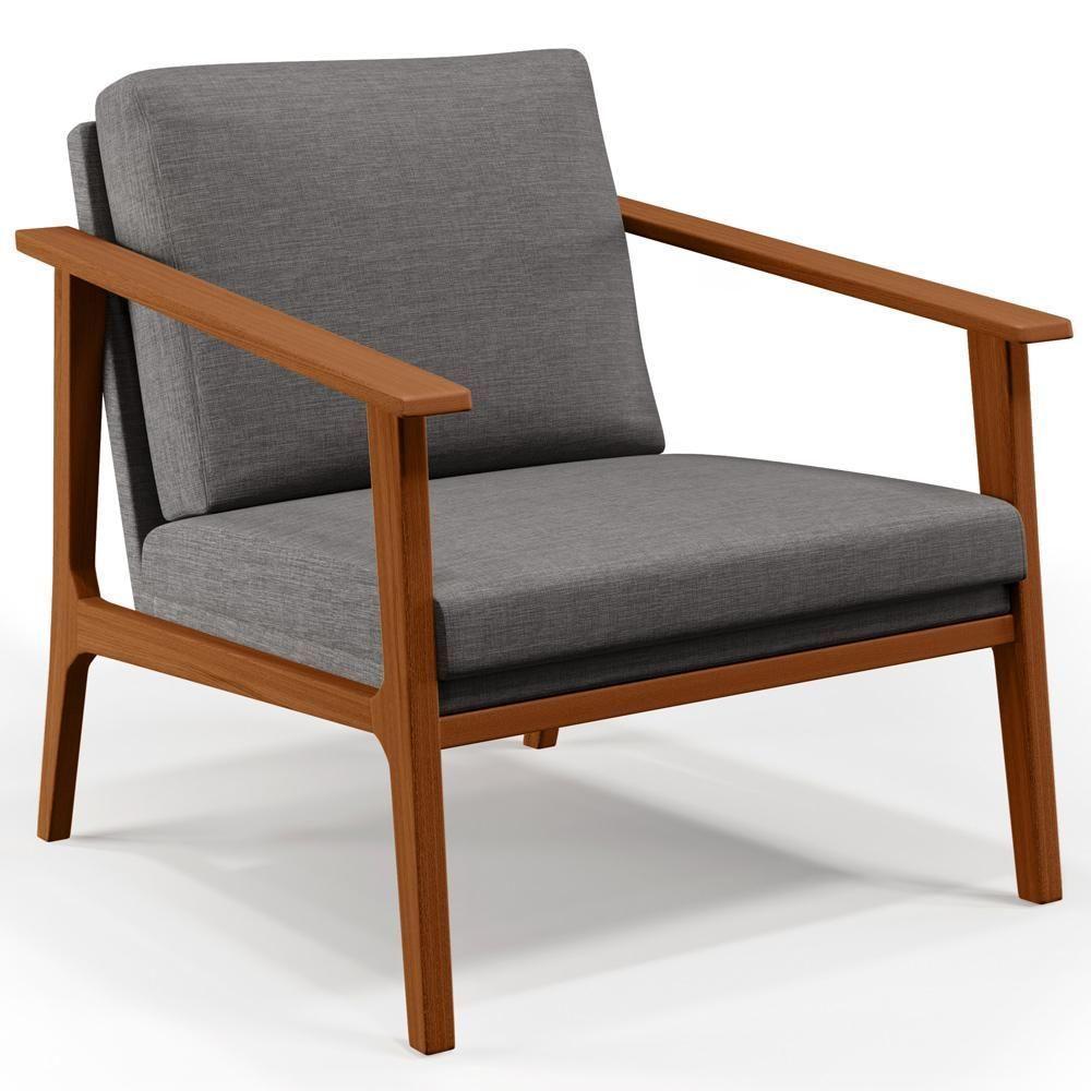 Kit 02 Poltronas Para Petra B04 Linho Cinza Escuro - 7