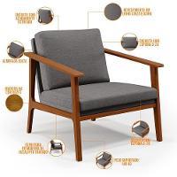 Kit 02 Poltronas Para Petra B04 Linho Cinza Escuro - 2