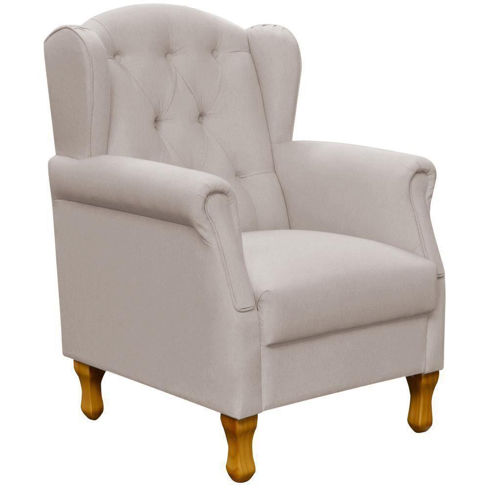 Kit 02 Poltronas Para Sala De Estar Yara P02 Linho Bege - 6