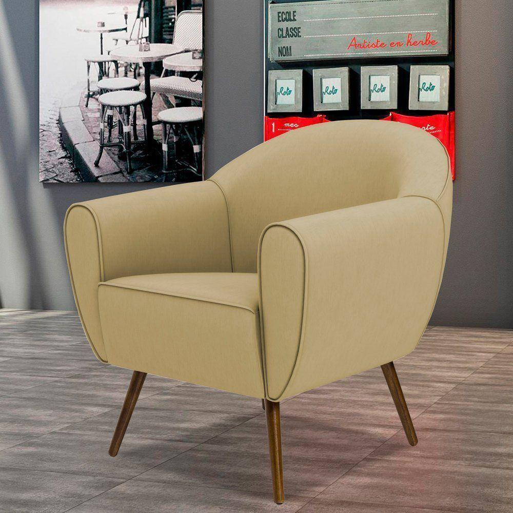 Kit 02 Poltronas Nina D02 Liso Bege Escuro C-68 - 7
