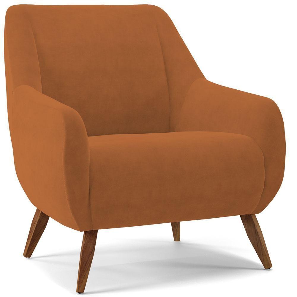 Kit 02 Poltronas Pés Paloma D02 Veludo Telha C-262 - 7