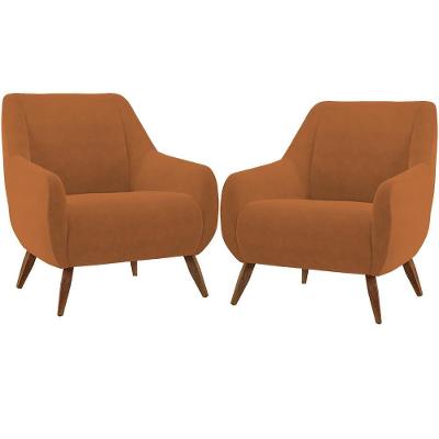 Kit 2 Poltronas Decorativas Fixas Paloma D02 Veludo Terracota Lyam Decor