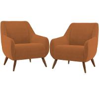 Kit 02 Poltronas Pés Paloma D02 Veludo Telha C-262 - 1