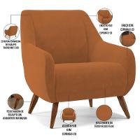 Kit 02 Poltronas Pés Paloma D02 Veludo Telha C-262 - 6