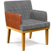 Kit 02 Poltronas Beatriz W01 Suede Pied Poule Camel - 16