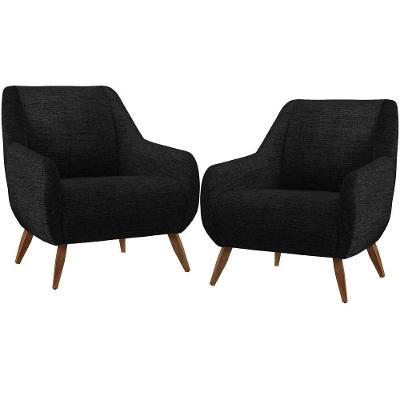 Kit 2 Poltronas Decorativas Fixas Paloma D02 Linho Cinza Lyam Decor