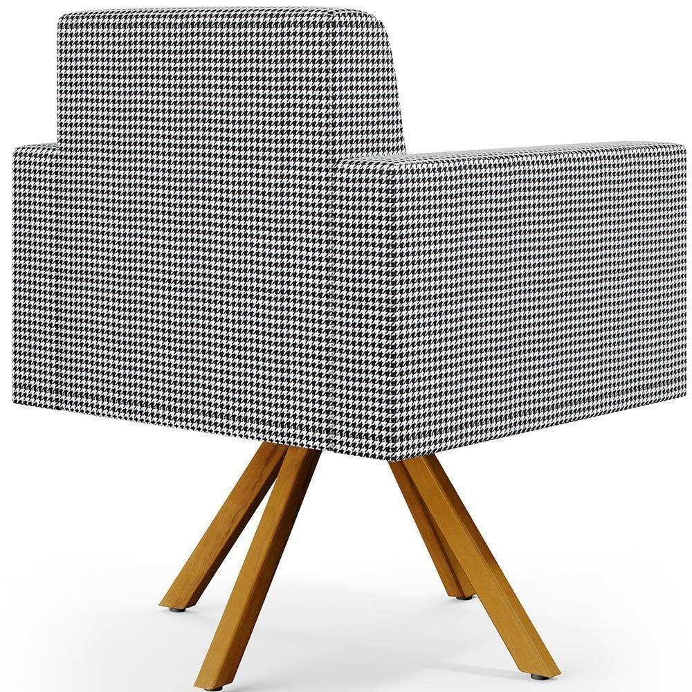 Kit 04 Poltronas Base Giratória De Madeira Pied Poule - 2