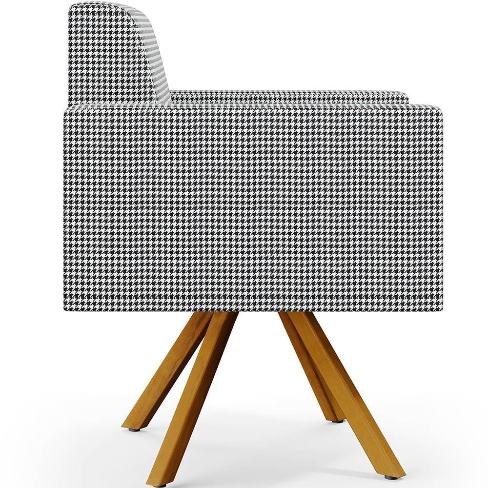 Kit 04 Poltronas Base Giratória De Madeira Pied Poule - 3