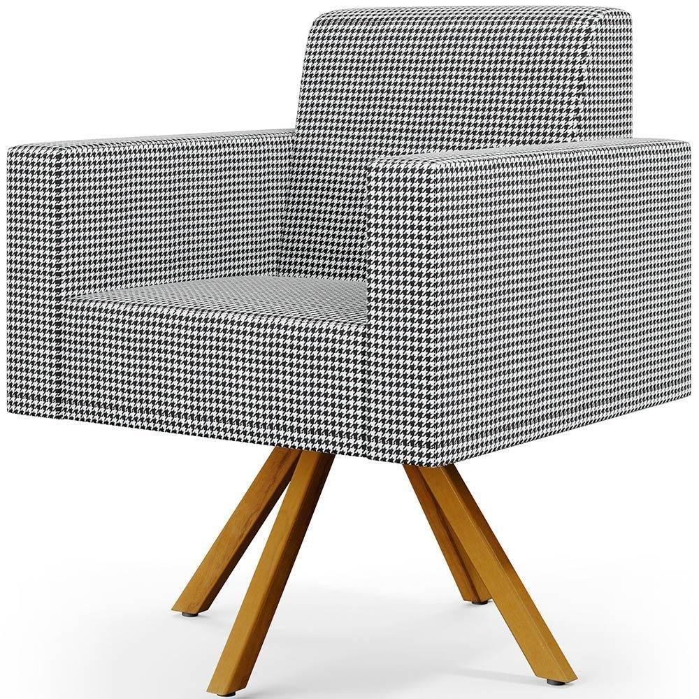 Kit 04 Poltronas Base Giratória De Madeira Pied Poule - 7