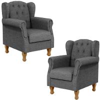 Kit 02 Poltronas Yara P02 Linho Cinza Escuro - 1