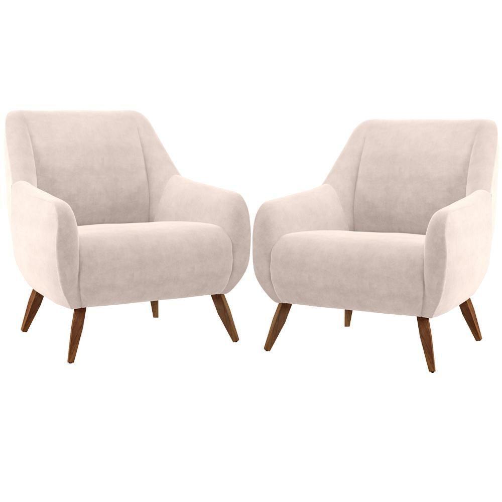 Kit 02 Poltronas Paloma D02 Veludo Bege C-309 - 1