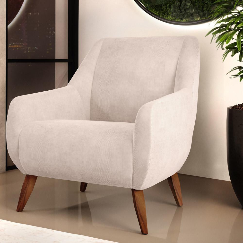 Kit 02 Poltronas Paloma D02 Veludo Bege C-309 - 11