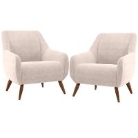 Kit 02 Poltronas Paloma D02 Veludo Bege C-309