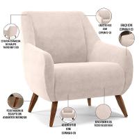 Kit 02 Poltronas Paloma D02 Veludo Bege C-309 - 18