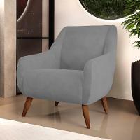 Kit 02 Poltronas Paloma D02 Veludo Cinza C-317 - 13