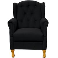 Kit 02 Poltronas Para Sala De Estar Yara P02 Corino Preto