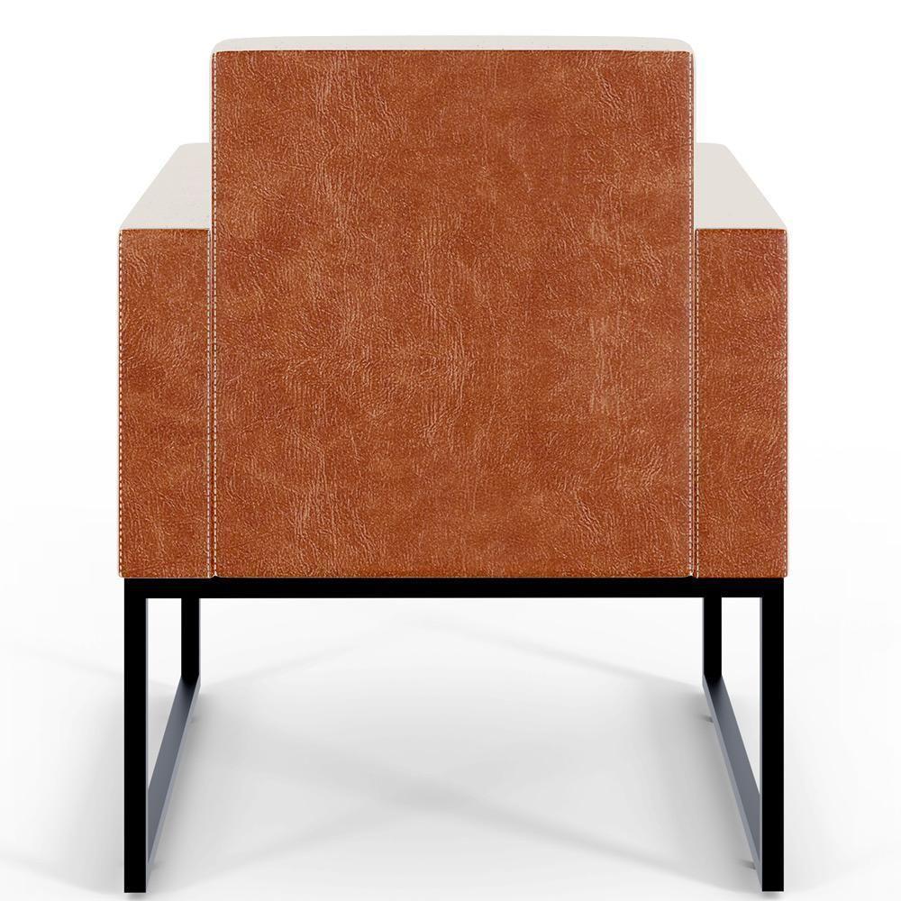 Kit 03 Poltronas Base Fixa Metal Helô L02 Linho Cru Camel - 2