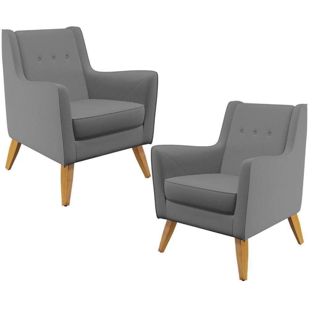 Kit 02 PoltronasTaroba D02 Veludo Cinza C-317 - 1