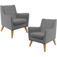 Kit 02 PoltronasTaroba D02 Veludo Cinza C-317 - 1