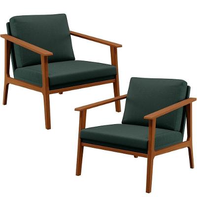 Kit 2 Poltronas Petra B04 Decorativas Linho Verde Musgo Lyam Decor