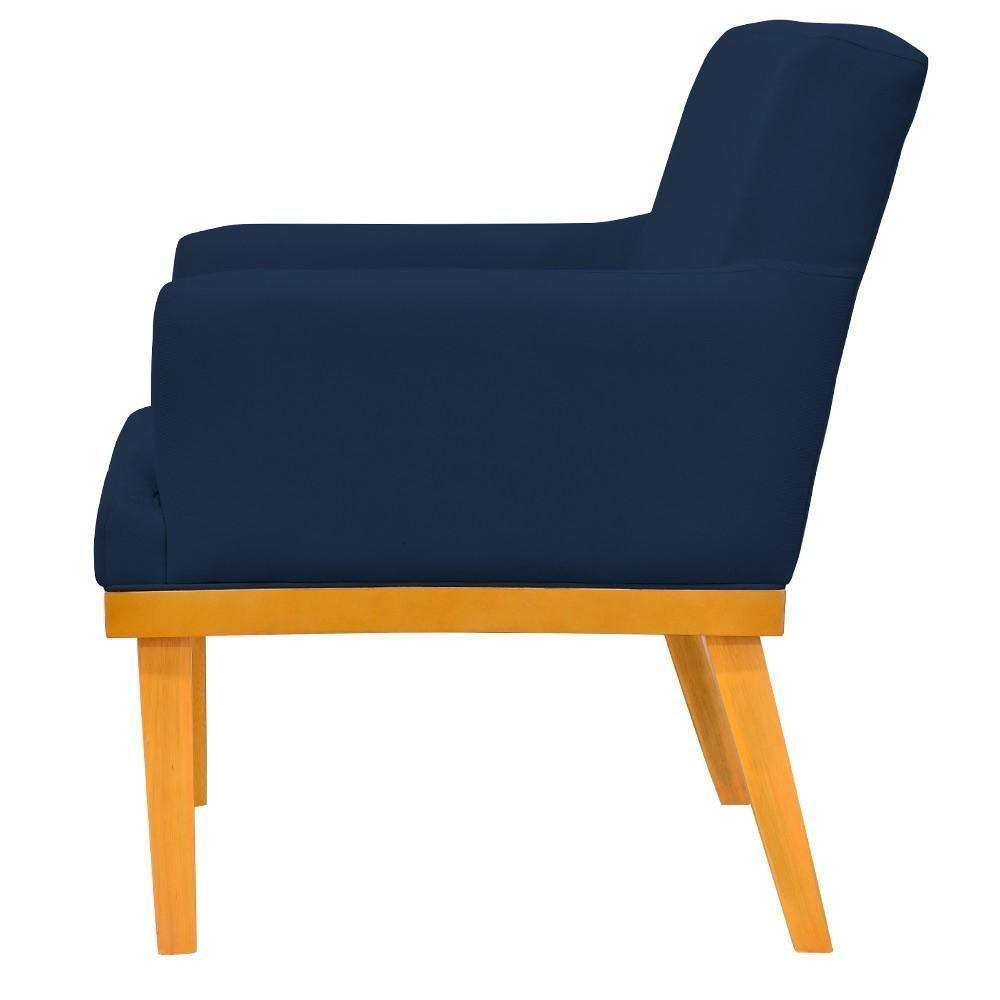 Kit 02 Poltronas Base Mel Beatriz W01 Suede Azul Marinho - 3
