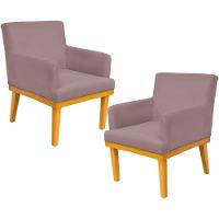 Kit 02 Poltronas Base Mel Beatriz W01 Suede Rosê - 1