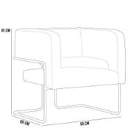 Poltrona Base Aço Preto Couríssimo Camel B-14 Linho Cru