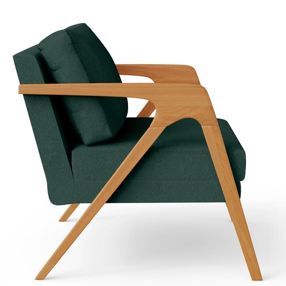 Kit 02 Poltronas Pietra Estrutura L02 Linho Verde Musgo - 3