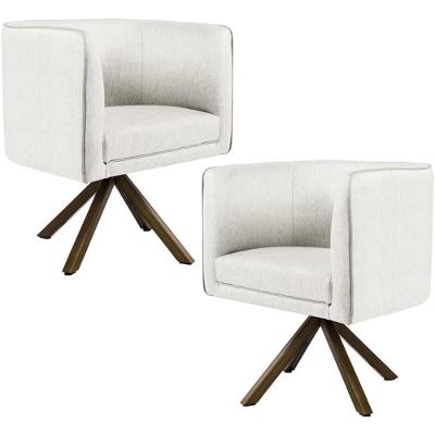 Kit 2 Poltronas Giratórias Betina D02 Linho Bege Lyam Decor
