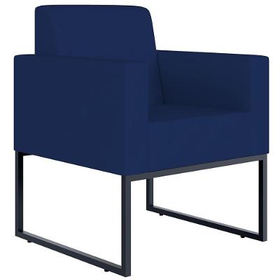 Poltrona Decorativa Helô L02 Base Fixa Metal Suede Azul Lyam Decor
