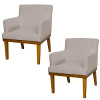 Kit 02 Poltronas Beatriz W01 Linho Bege - 1