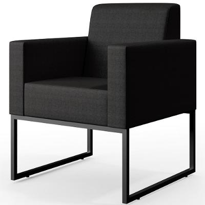 Poltrona Para Sala De Estar Helô L02 Base Fixa De Metal Facto Preto Lyam Decor