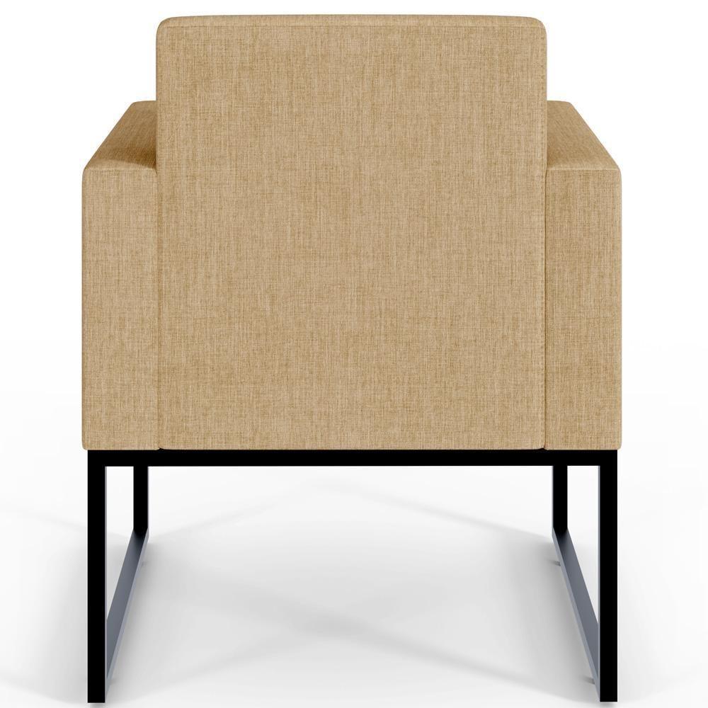 Kit 03 Poltronas Base De Metal Linho Bege Escuro - 2