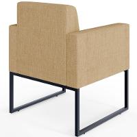 Kit 03 Poltronas Base De Metal Linho Bege Escuro