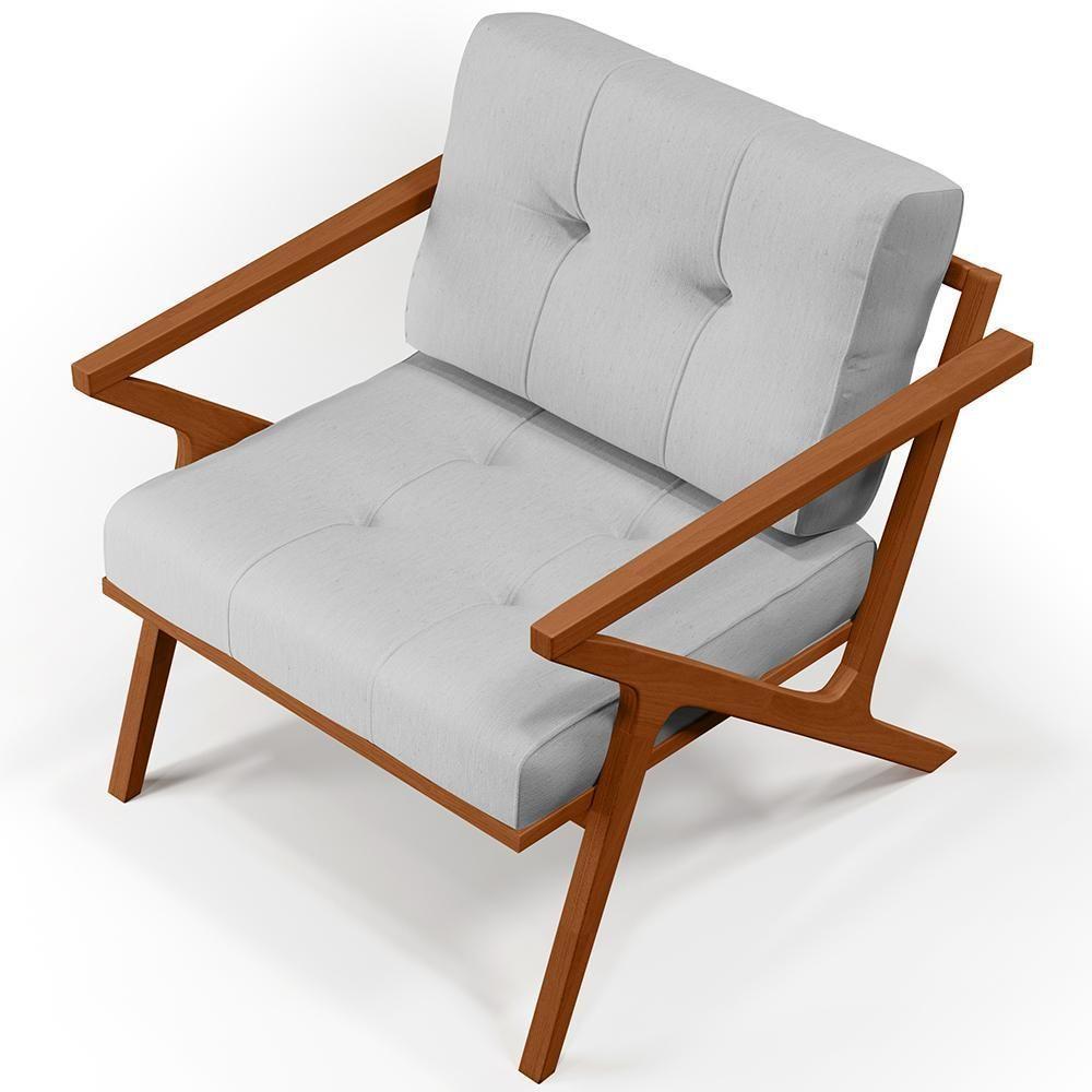 Poltrona Com Cintas De Corano Laís Linho Cinza - 3