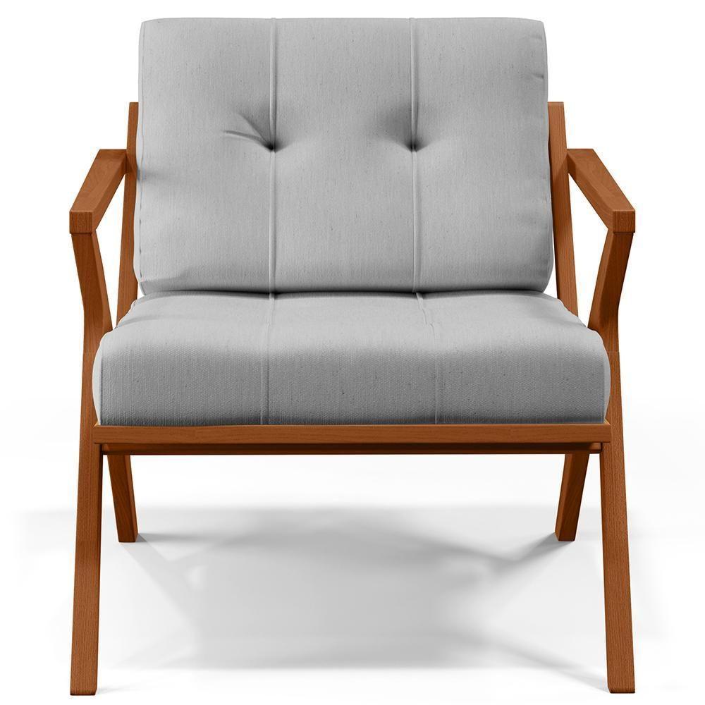 Poltrona Com Cintas De Corano Laís Linho Cinza - 7