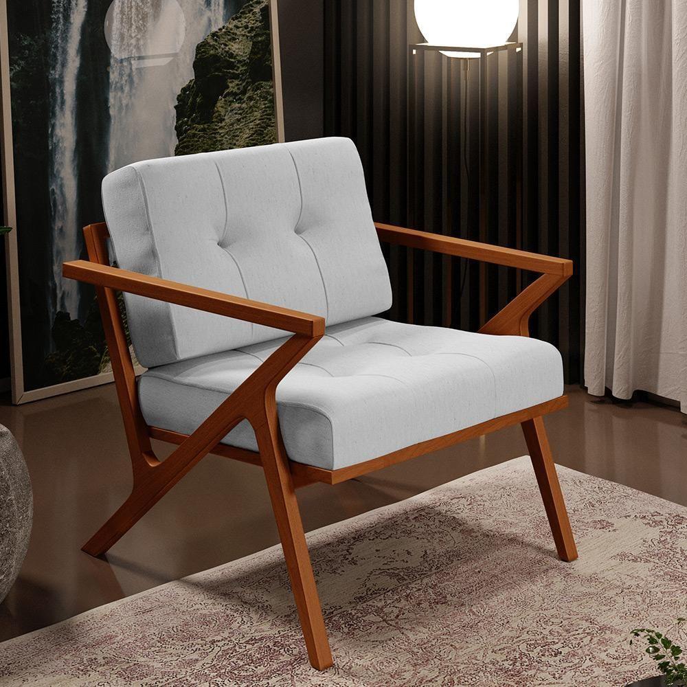 Poltrona Com Cintas De Corano Laís Linho Cinza - 8