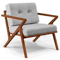 Poltrona Com Cintas De Corano Laís Linho Cinza - 1