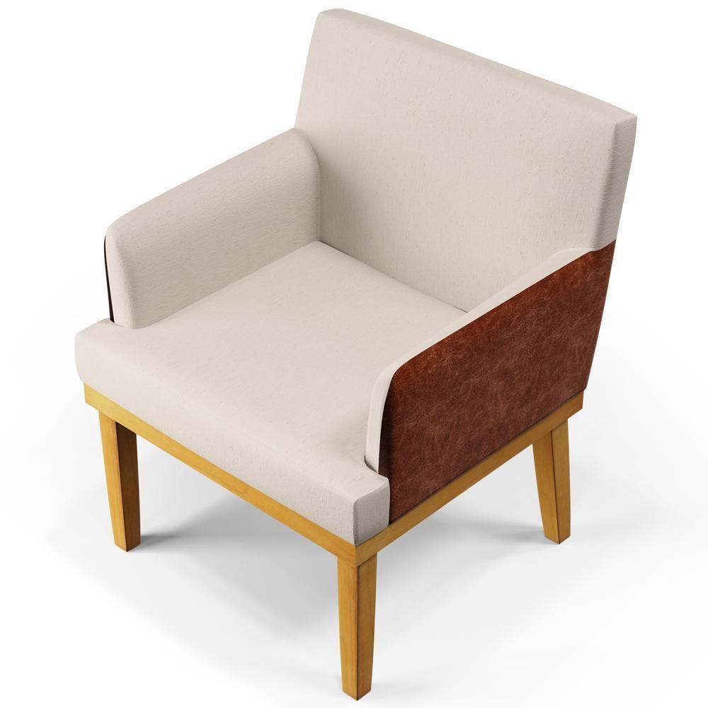 Kit 02 Poltronas Beatriz W01 Linho Cru Camel - 4