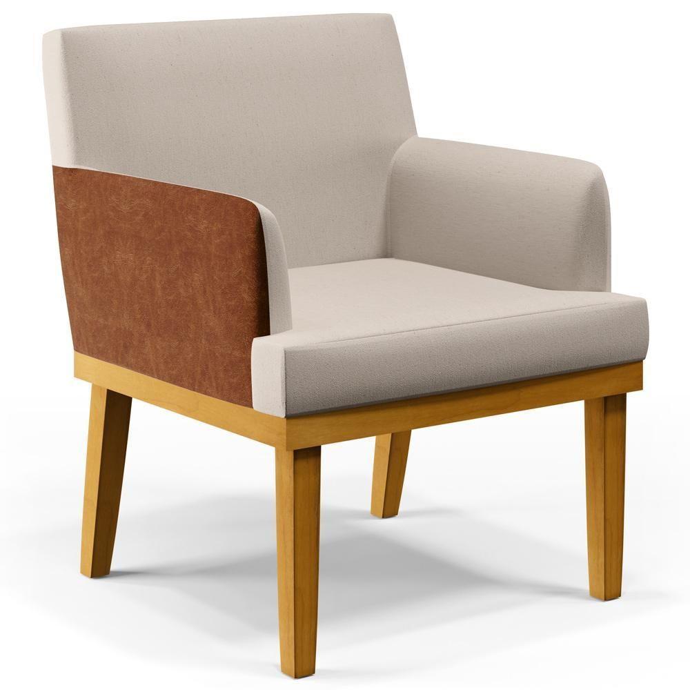 Kit 02 Poltronas Beatriz W01 Linho Cru Camel - 9
