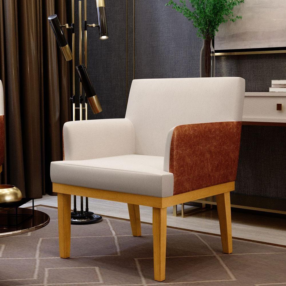Kit 02 Poltronas Beatriz W01 Linho Cru Camel - 10