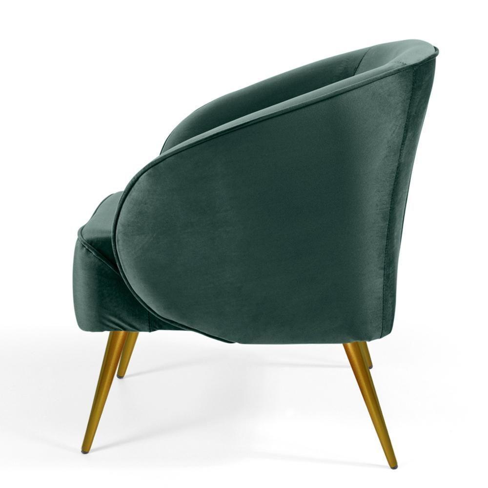 Kit 02 Poltronas Fixa Pés Palito Veludo Verde C-303 - 6