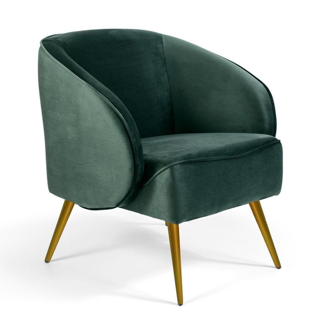 Kit 02 Poltronas Fixa Pés Palito Veludo Verde C-303 - 7