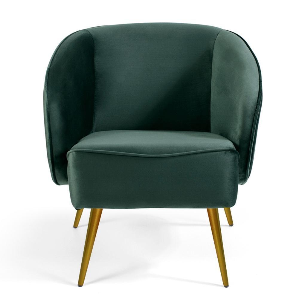 Kit 02 Poltronas Fixa Pés Palito Veludo Verde C-303 - 8