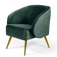 Kit 02 Poltronas Fixa Pés Palito Veludo Verde C-303 - 3